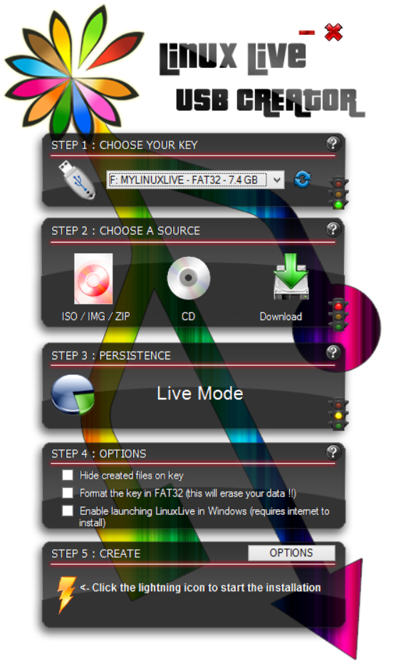 Target USB key selected