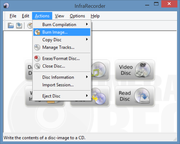 Select burn image option