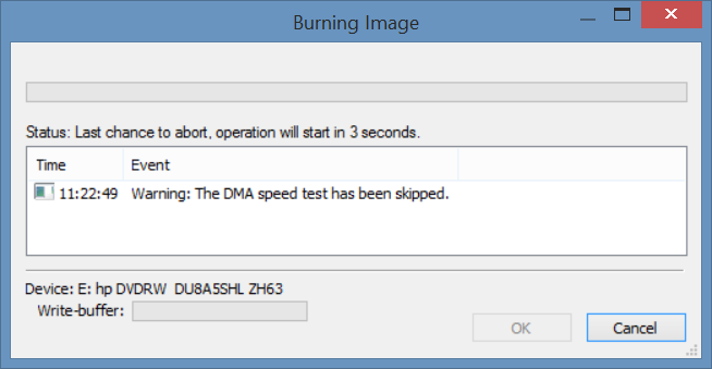 Burning process start