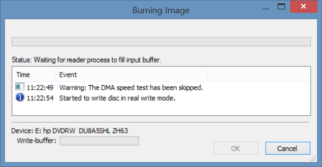 Burning process fill input buffer