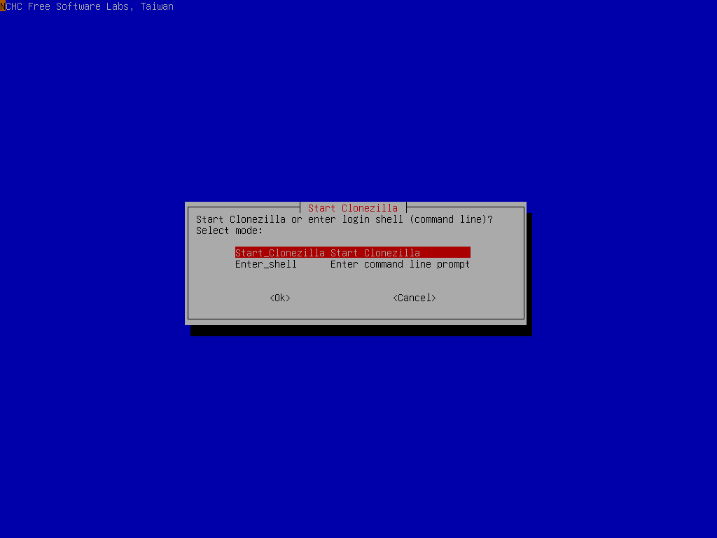Choose Start Clonezilla