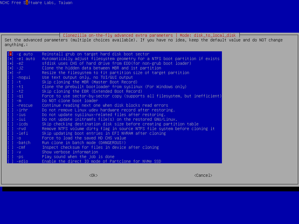 Expert mode advanced parameters