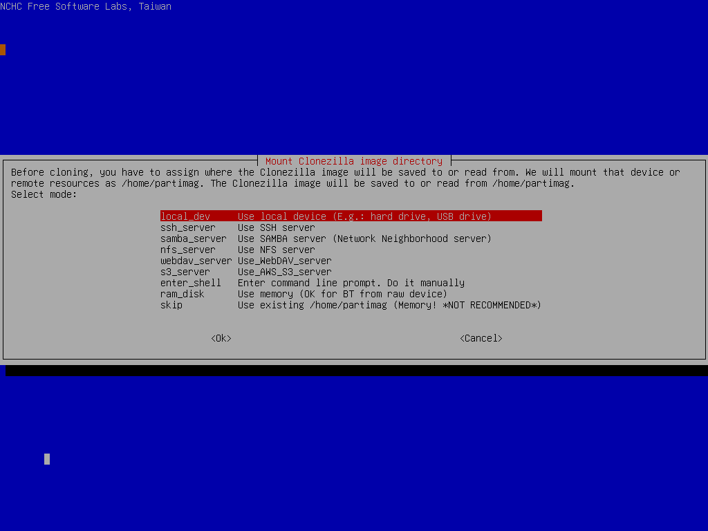 Choose local_dev option
