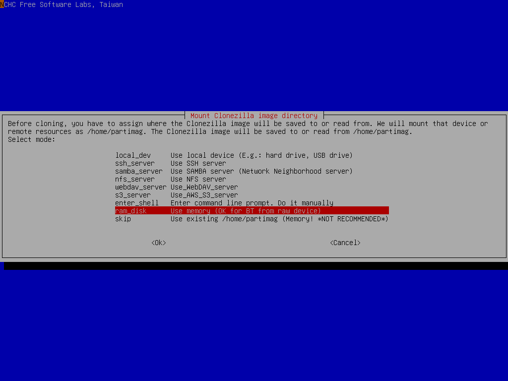 Choose ram_disk as image storage