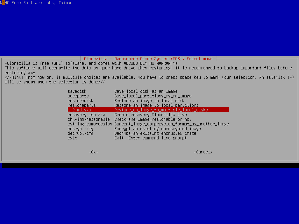 Select 1-2-mdisks option