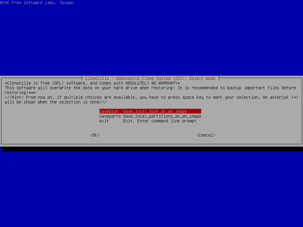 Select savedisk option