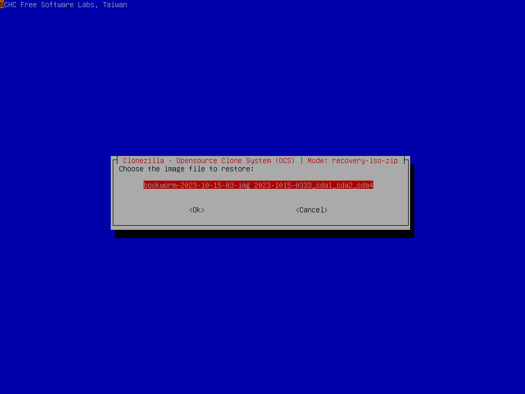 Choose the image file to restore