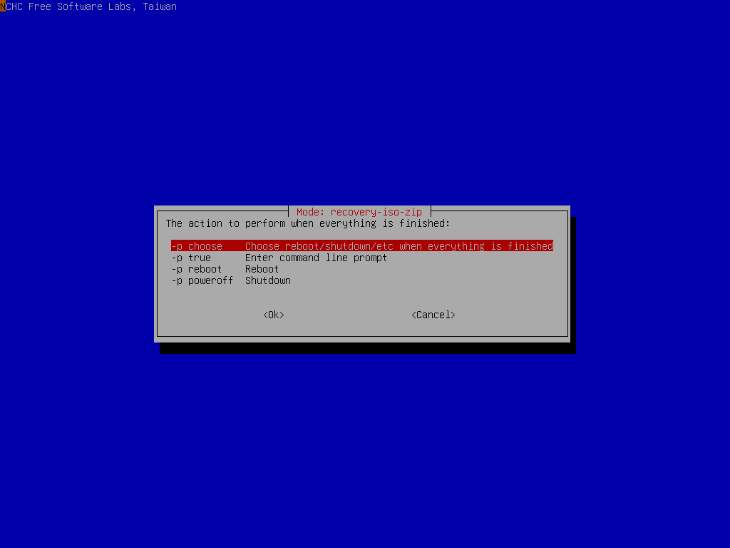 Select an operation after the restore