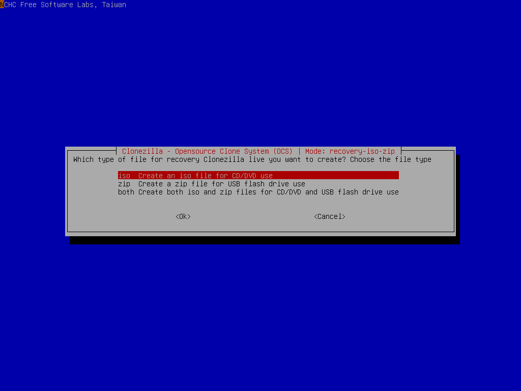 Select ISO as recovery file format