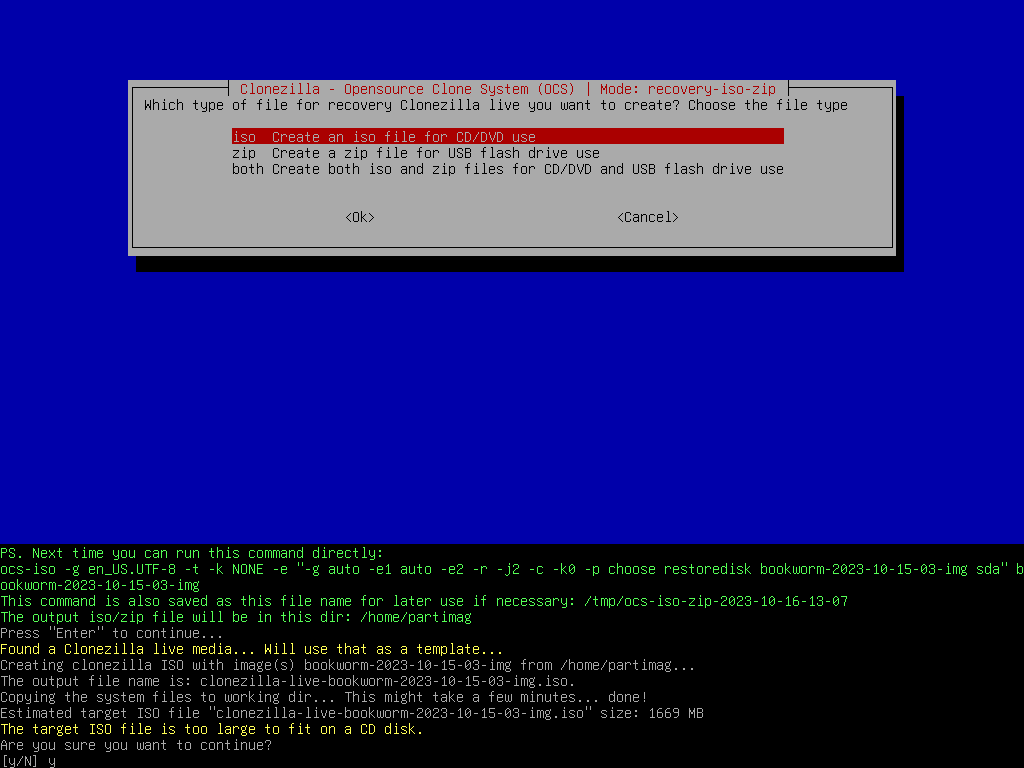 Display ISO creation command