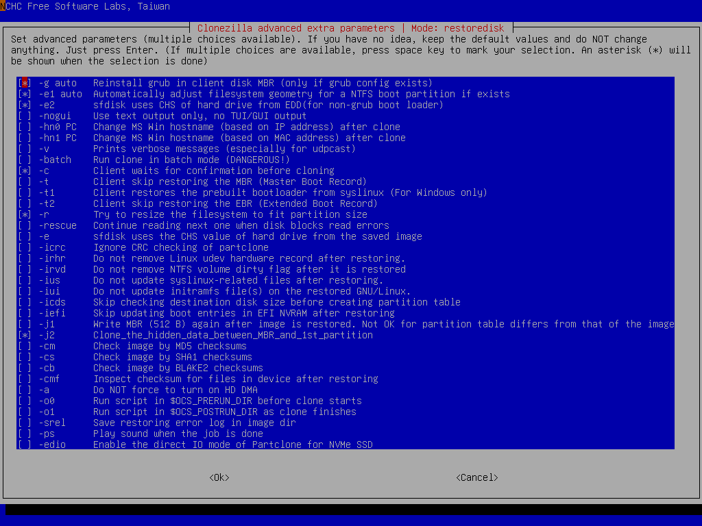 Expert mode advanced parameters