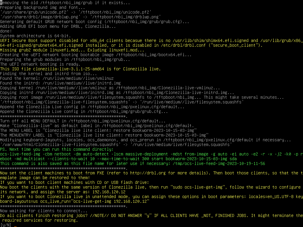 Waiting for multicast clients screen