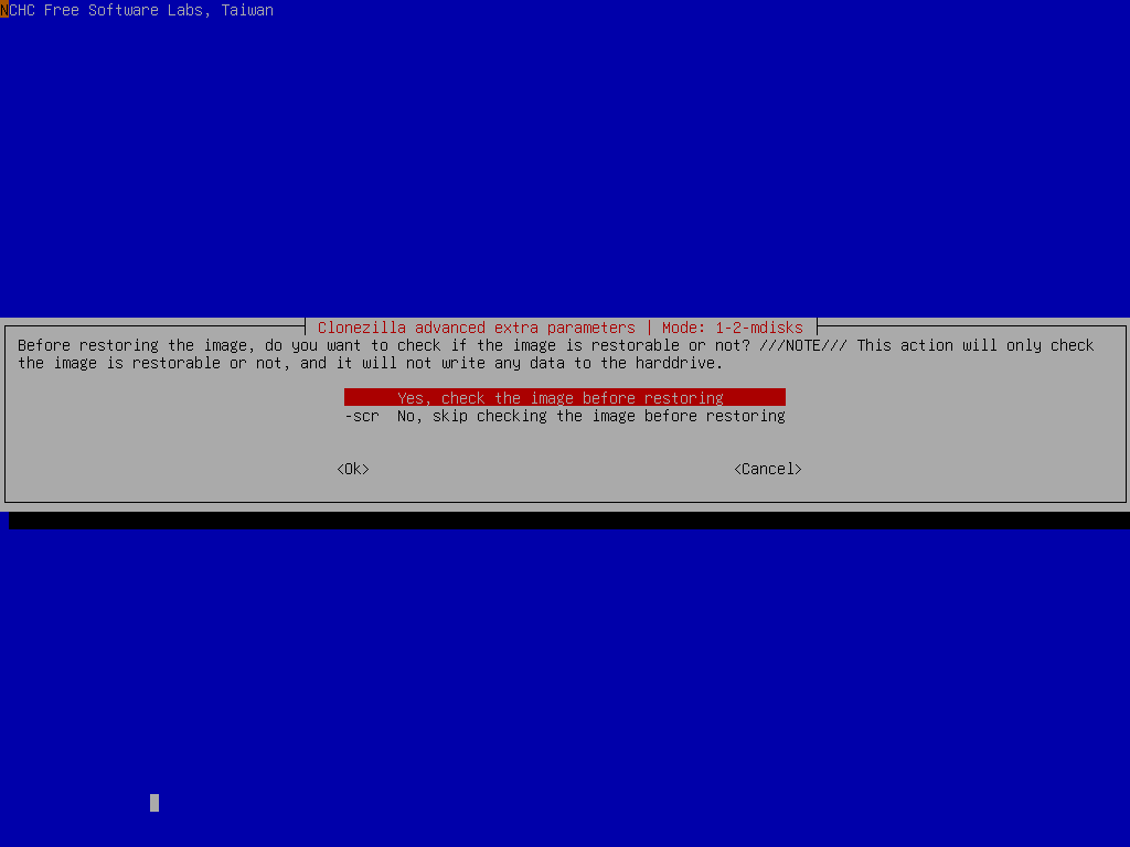 Check source image before restore prompt