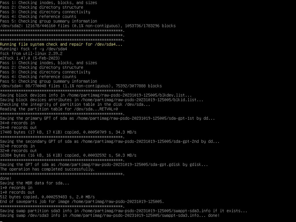 Clonezilla file system integrity check