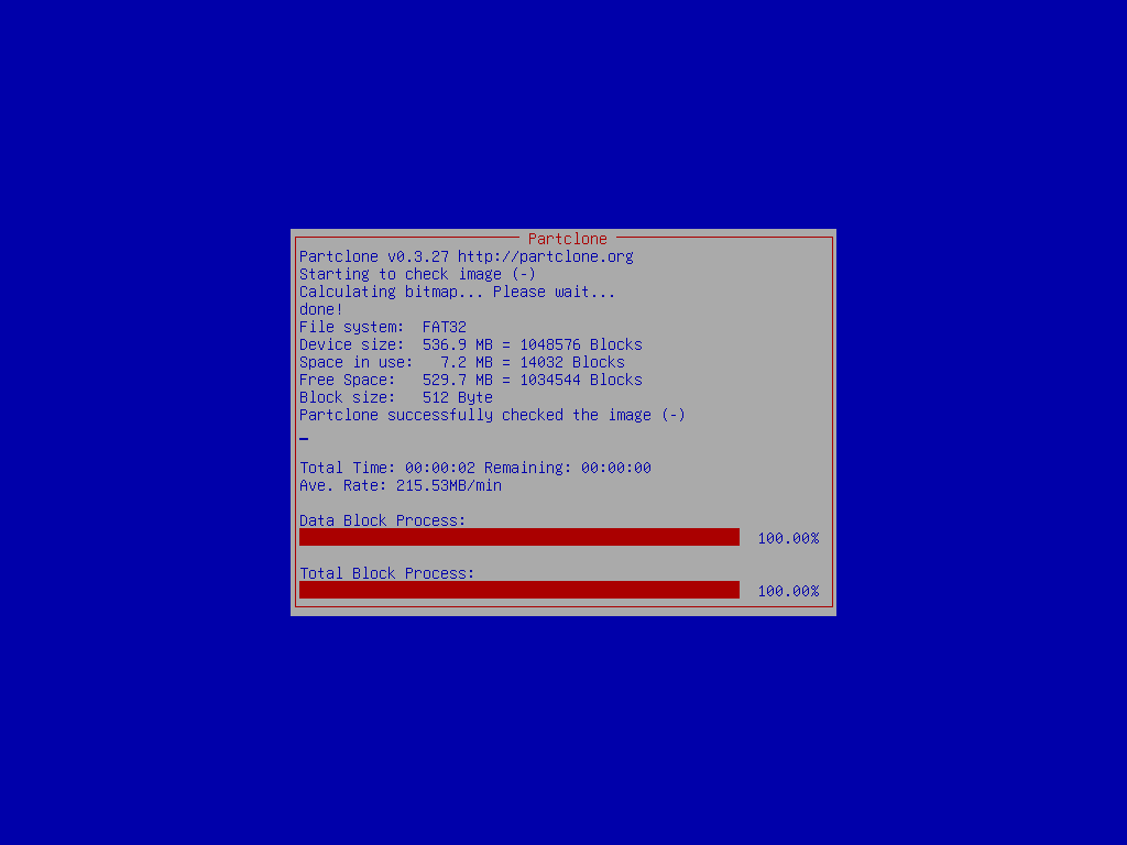 Image check progress FAT32