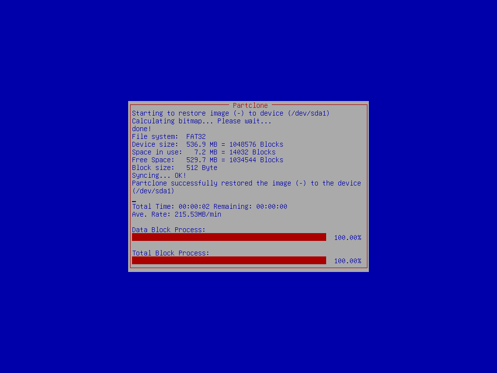 Restore progress FAT32