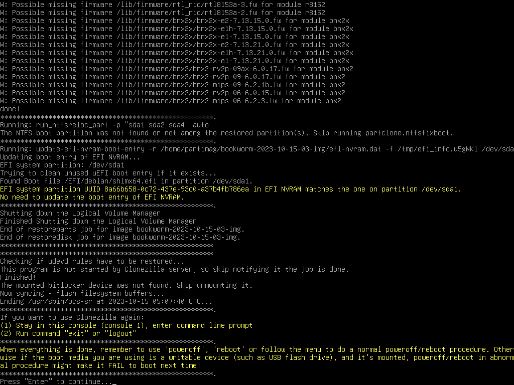 Restore process done