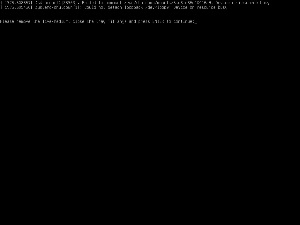 Poweroff press enter prompt