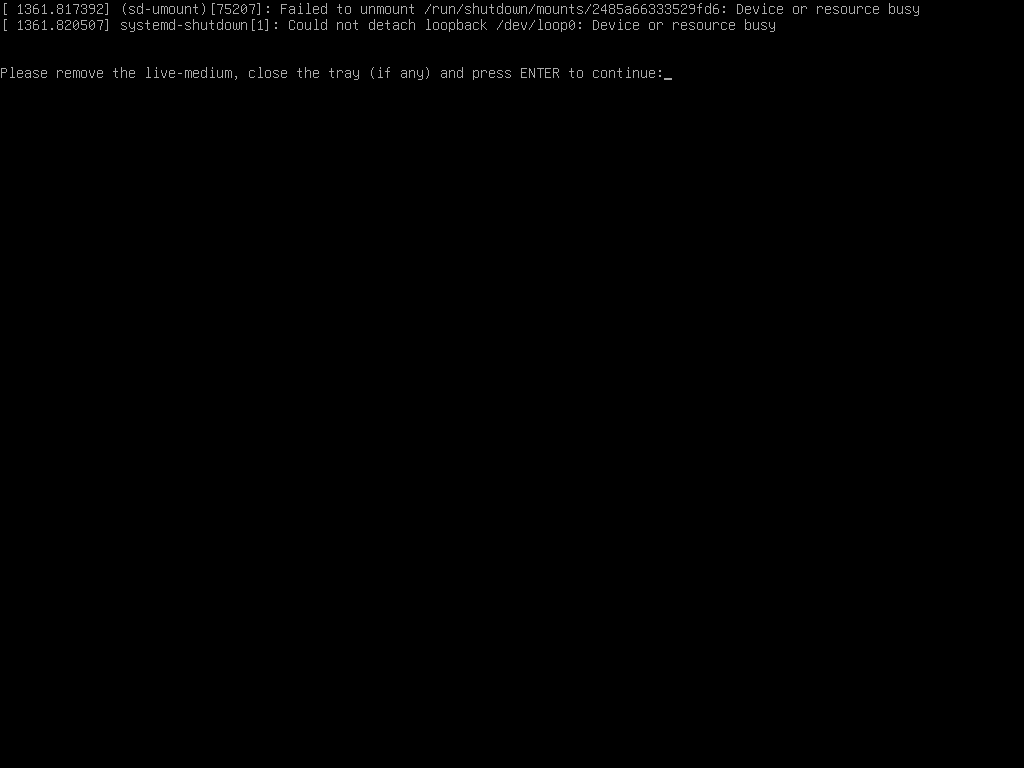 Poweroff and medium removal prompt